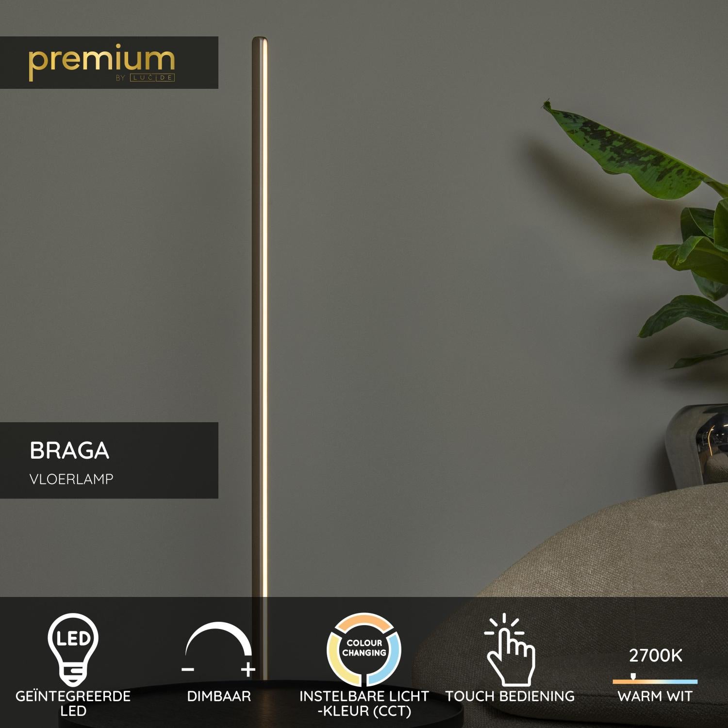 Lucide Premium BRAGA Vloerlamp - Koffie