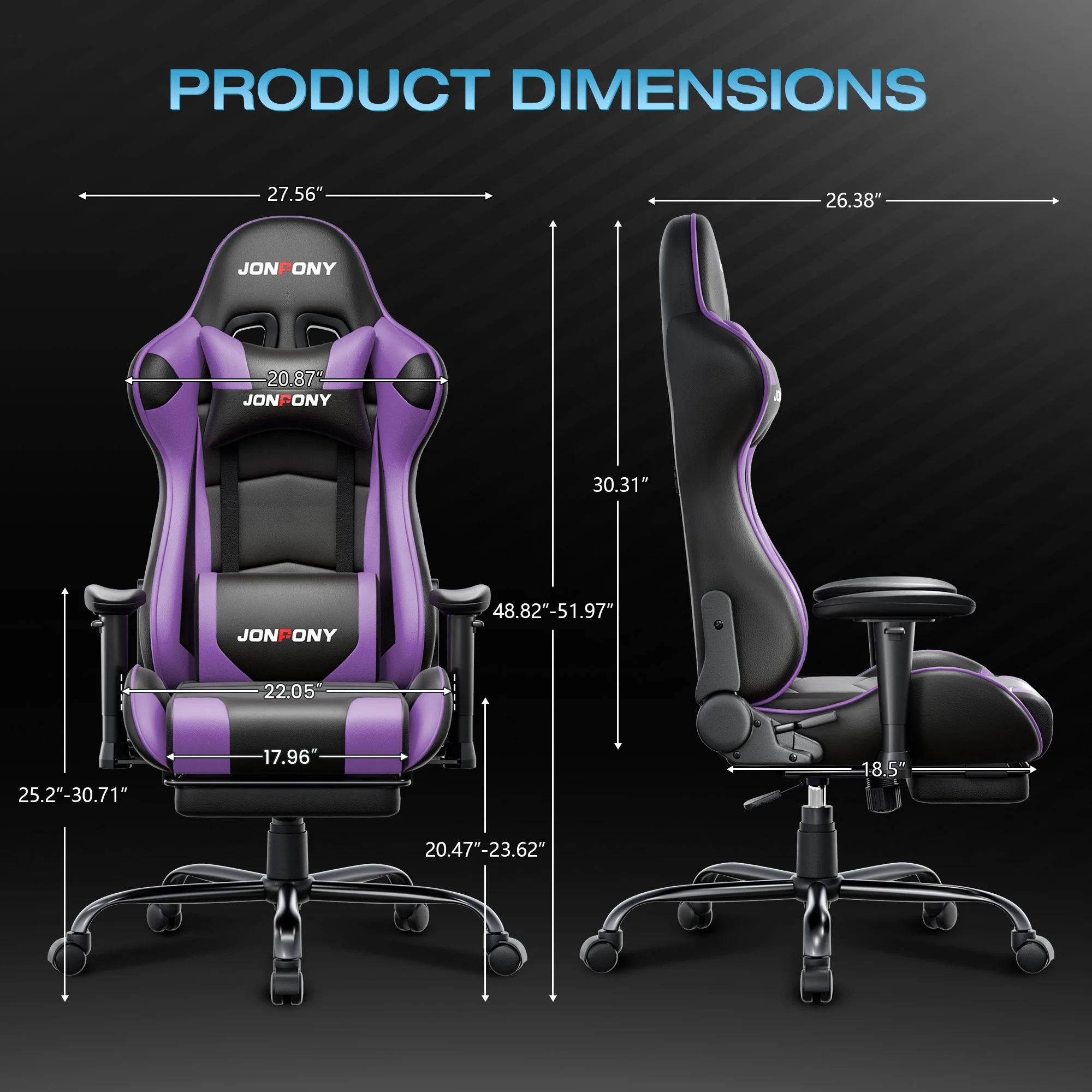 JONPONY Big and Tall 500LBS Gaming Chair, Ergonomic Design, Gamer Chair PU Leather with Footrest and Lumbar Support, High Back Office Chair Support 8 Hours Long Sitting,Red Computer Chair,Red - Image 40