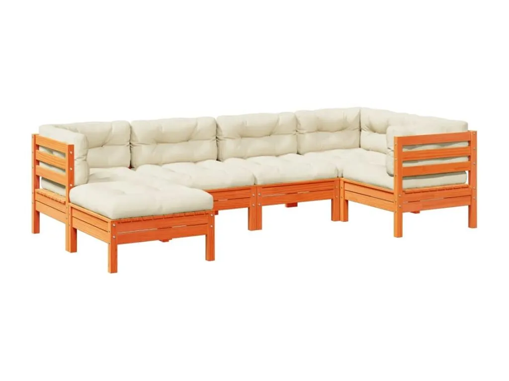 Set de sofás jardín 6 pzas con cojines Francomuebleses marrón cera