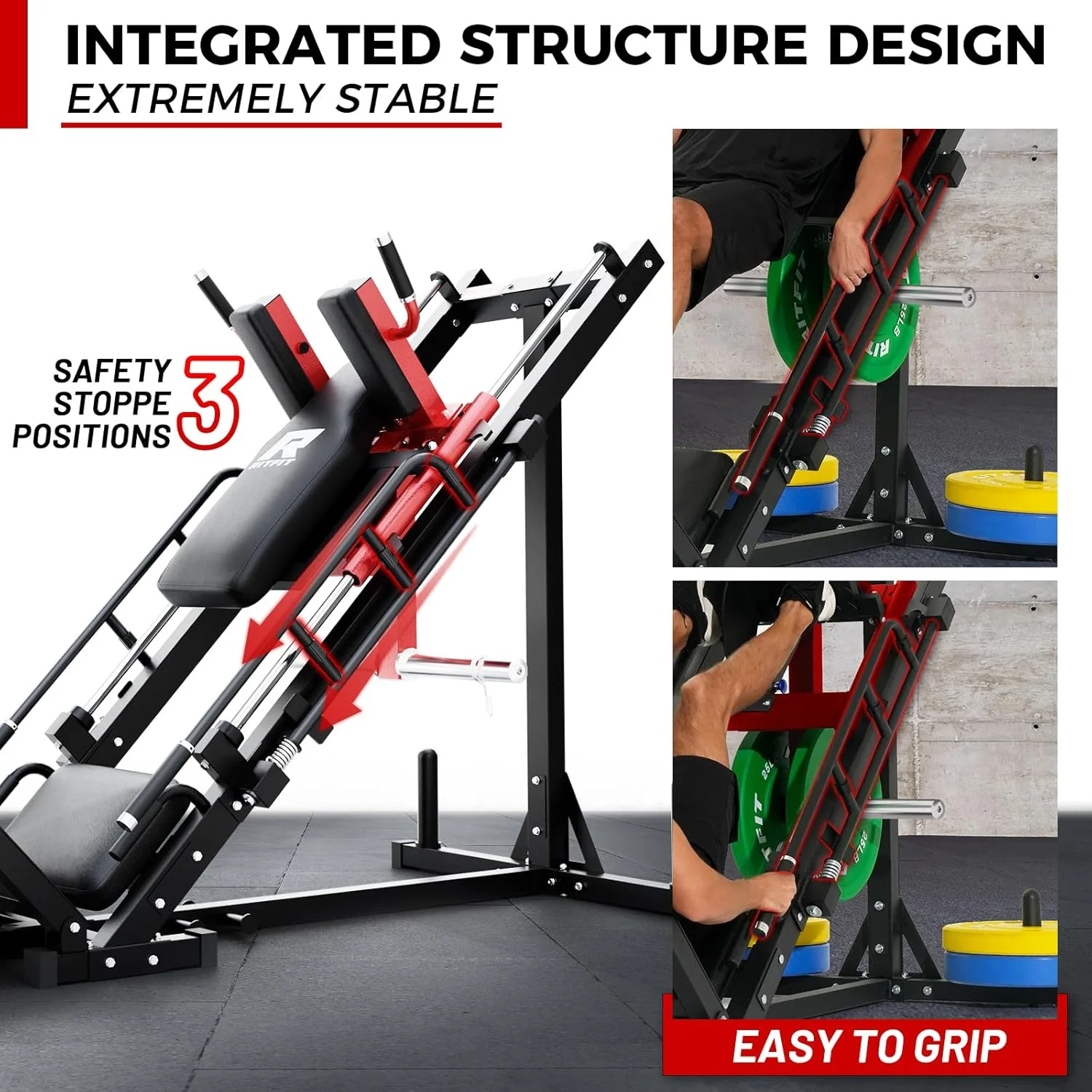 RitFit Leg Press Hack Squat Machine, Professional Adjustable Leg Press Machine for Home Gym with Linear Bearing, Specialty Hack Squat Machine for Full Lower Body Workout with Weight Storage, Pink - Image 26