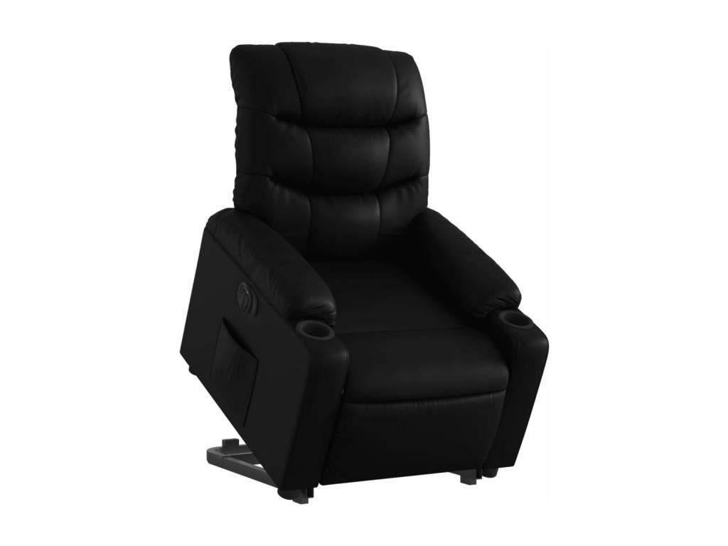 Sillón reclinable elevable eléctrico de cuero sintético negro