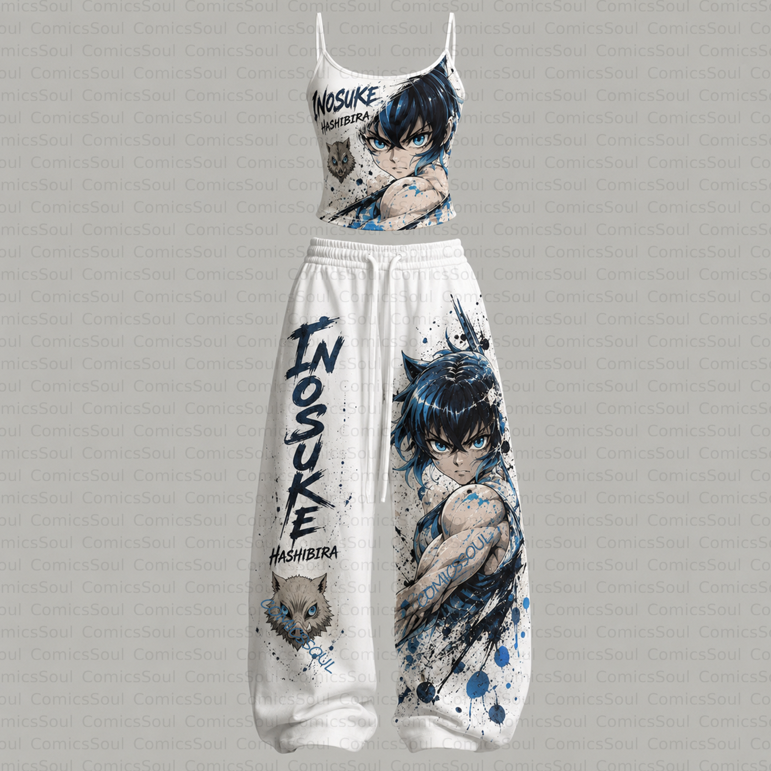 Demon Slayer Top & Elasticated Trousers Two-Piece Set