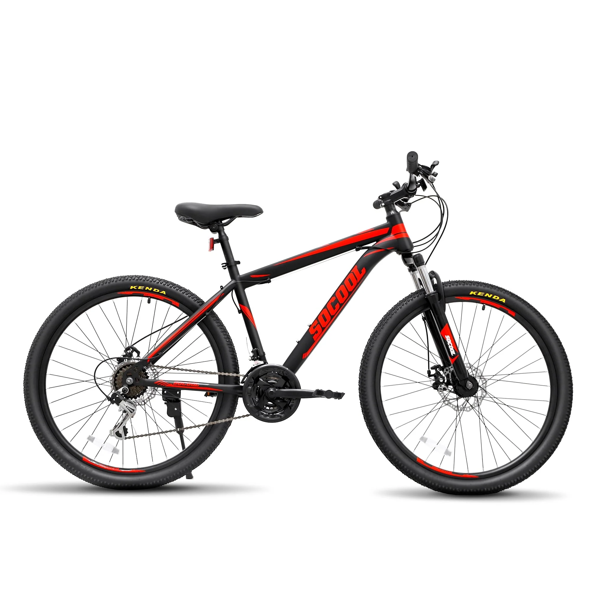 Youth/Adult Mountain Bike, Stainless Steel and Steel Frame, Shimano 21 Speeds, MTB Bicycle, 26 - Inch Wheels - Black Red