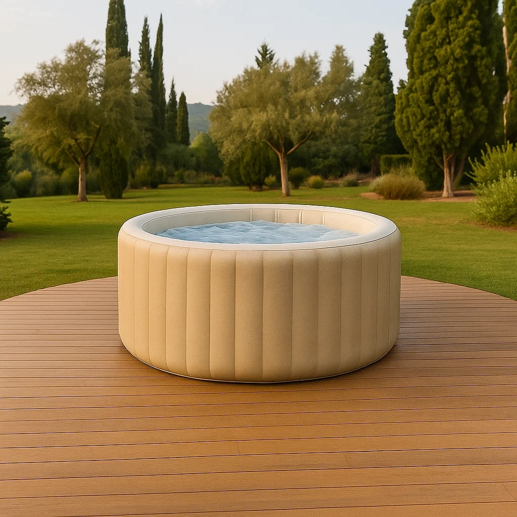 Spa hinchable,redondo,4 personas,PVC,beige diámetro 180x65 cm - L1CPmSMFS8pl