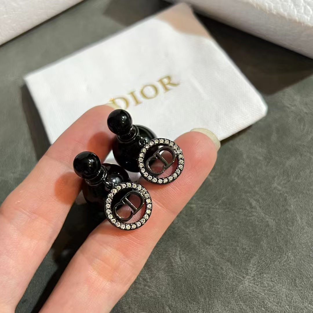 Dior Black Pearl CD Earrings - Original Replica Club