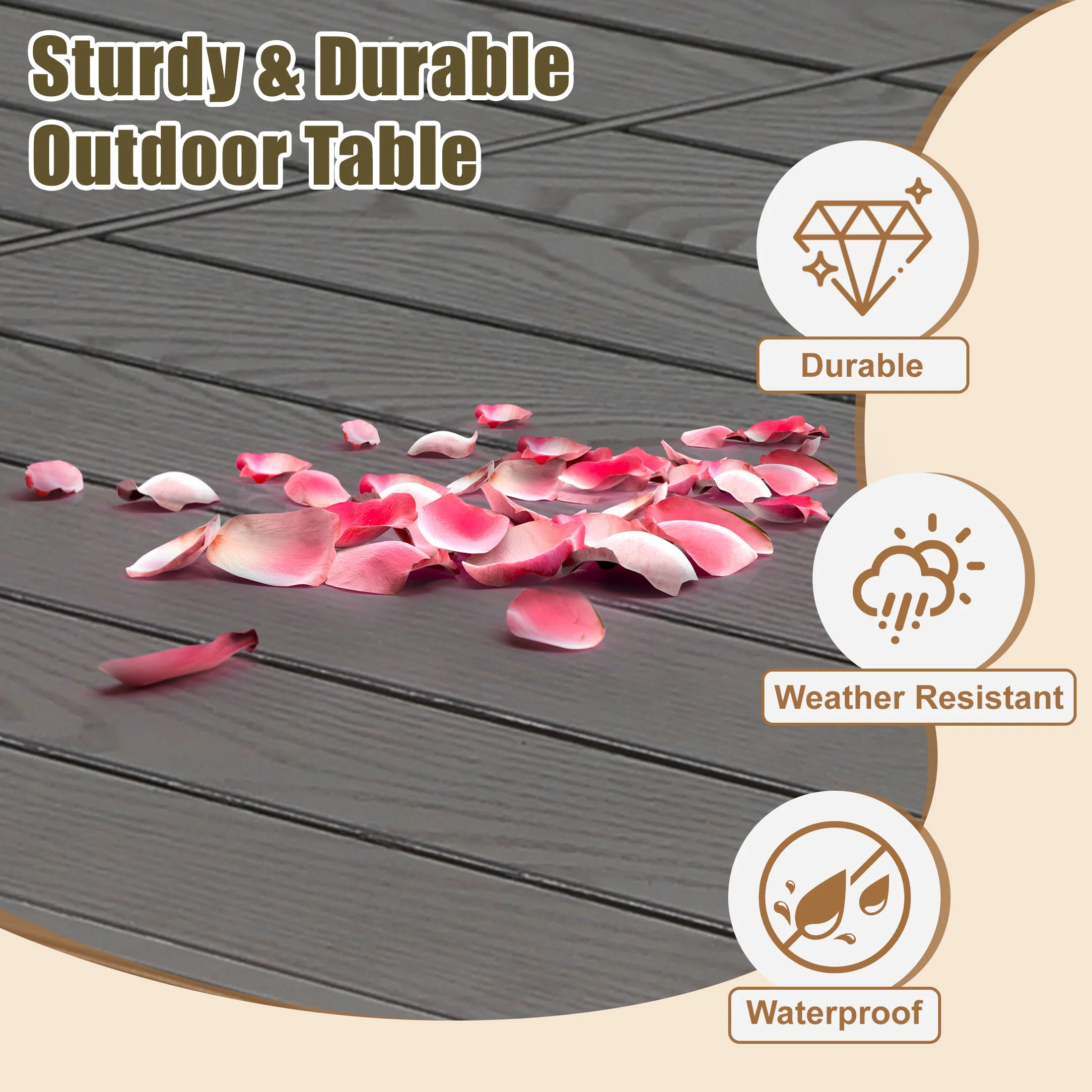7 Piece Outdoor Dining Set, Patio Dining Table Set for 6 Persons, Garden Patio Textilene Dining Furniture Set with Plastic-Wood Tabletop, Dining Table Chairs Conversation Set for Deck Patio - Image 8