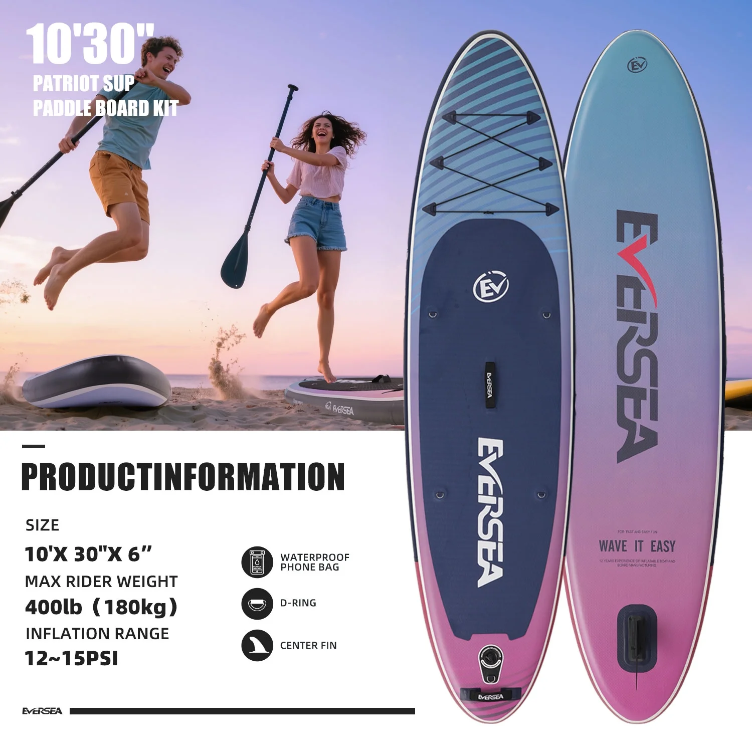 MSEASFREE 10' Inflatable Stand up Paddle Board,with Premium SUP Paddle Board Accessories,Non-Slip Comfort Deck for Youth & Adults - Image 24