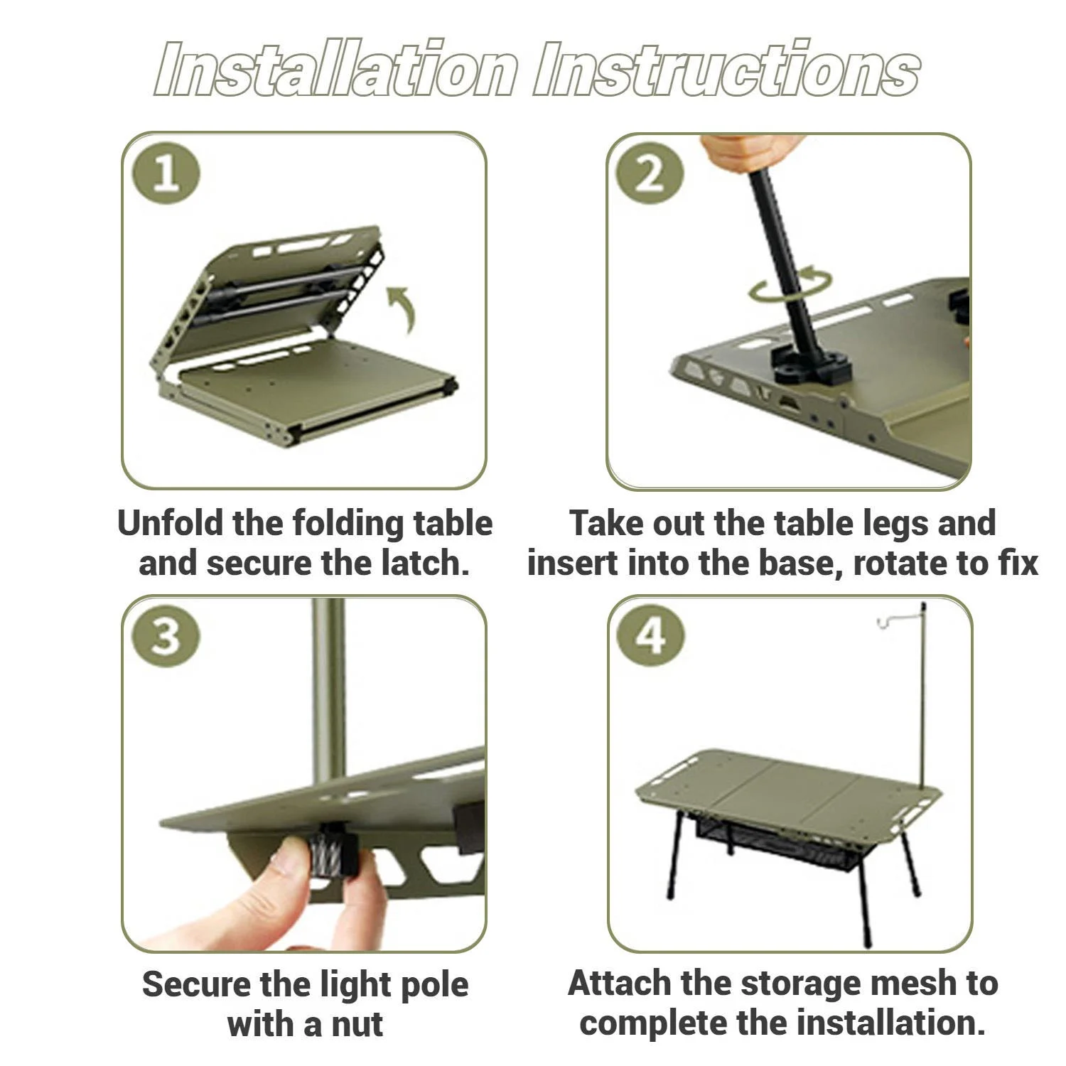 Naturehike, Portable Camping Table, Outdoor Detachable Tactical Camping Table, Lightweight Aluminium Camping Table with Light Pole, Adjustable Height - Image 22