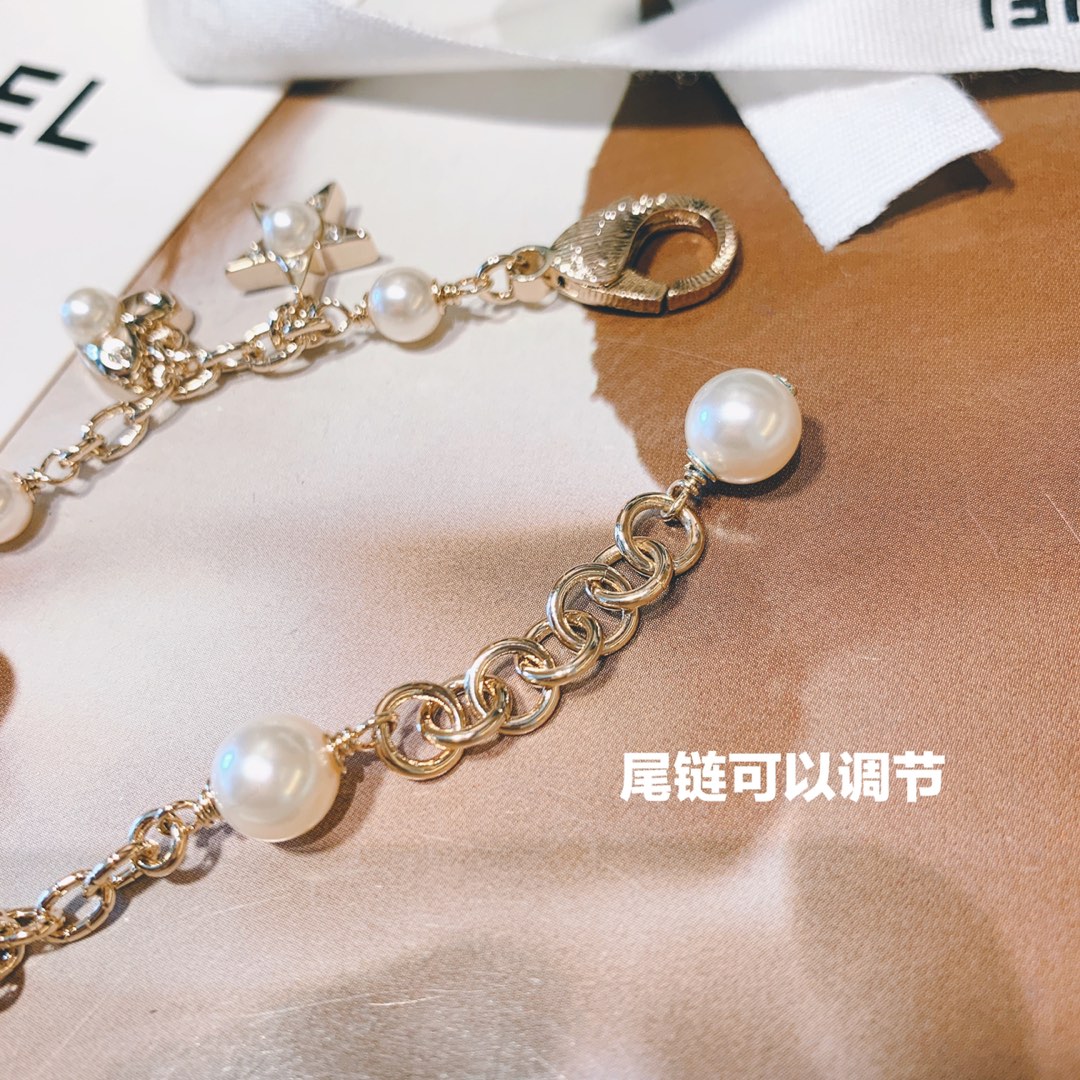 Chanel Chain Pearl Bracelet with Star Heart NO.5 CC Charms - Original Replica Club
