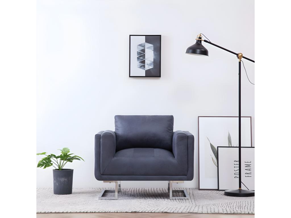 Sillón Cube Piel sintética gris