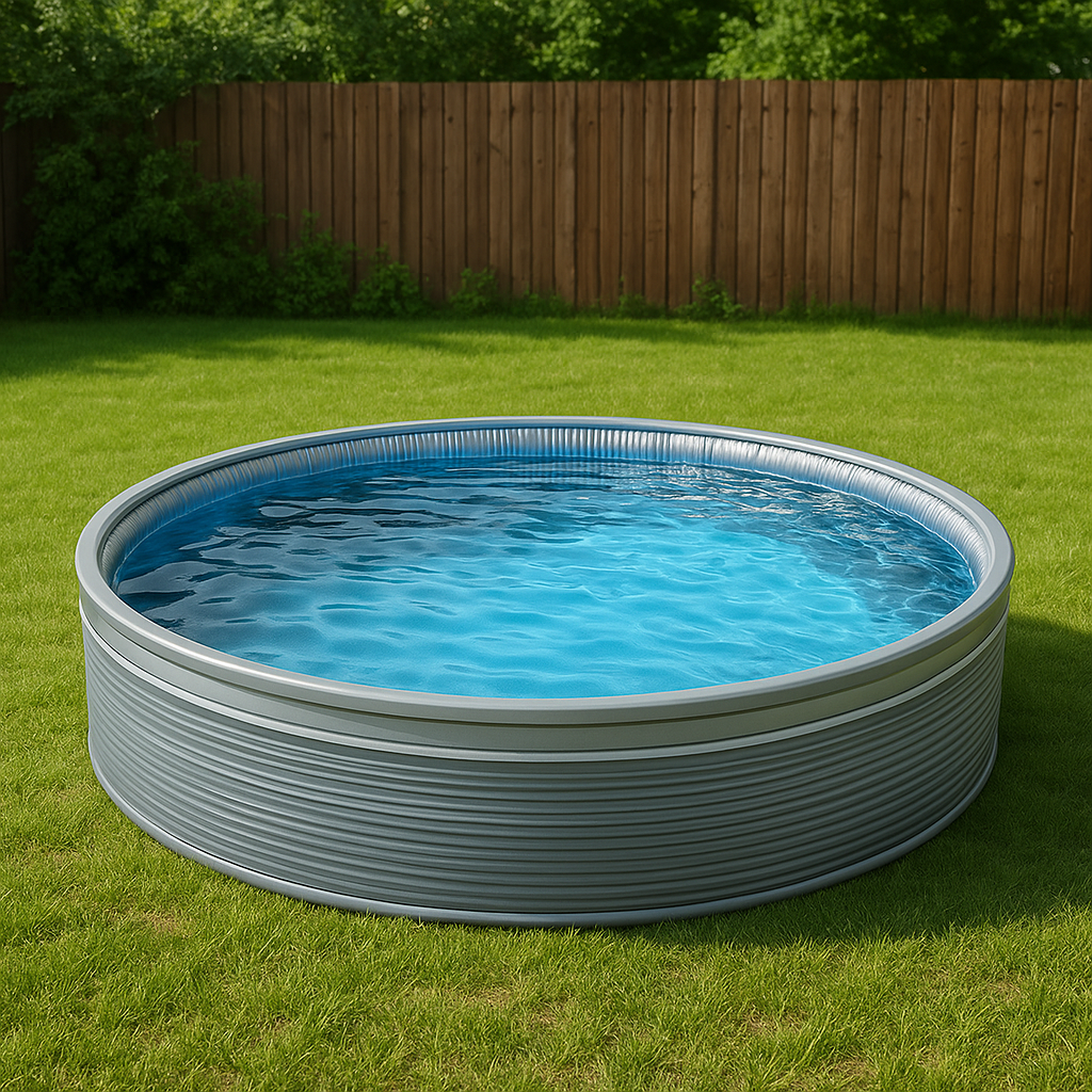 Piscina tubular redonda Redonda Piscina Sí Plástico/Metal 305x100 cm Gris metalizado