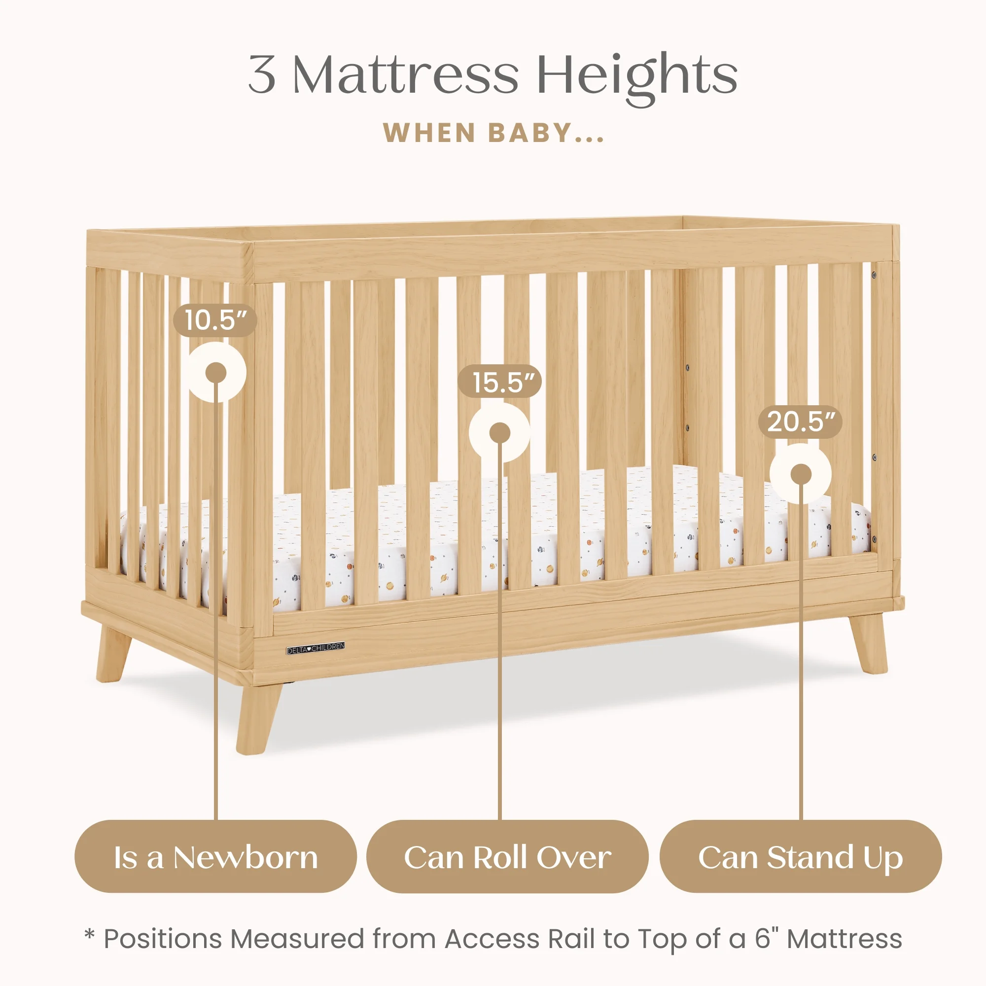 Delta Children Frankie 4-in-1 Convertible Crib - Greenguard Gold Certified, Black with Natural - Image 21