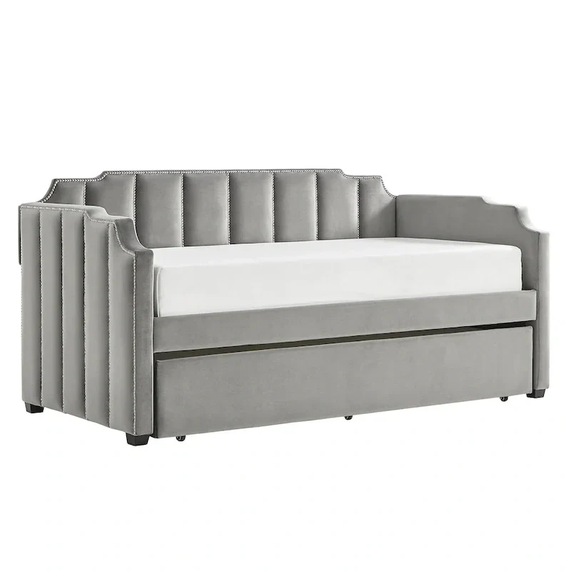 iNSPIRE Q Modern Chareau Glam Grey Velvet Daybed