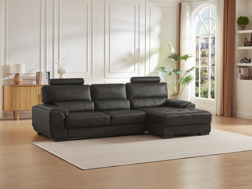 Sofá rinconero de piel METROPOLITAN II - Negro - Ángulo derecho