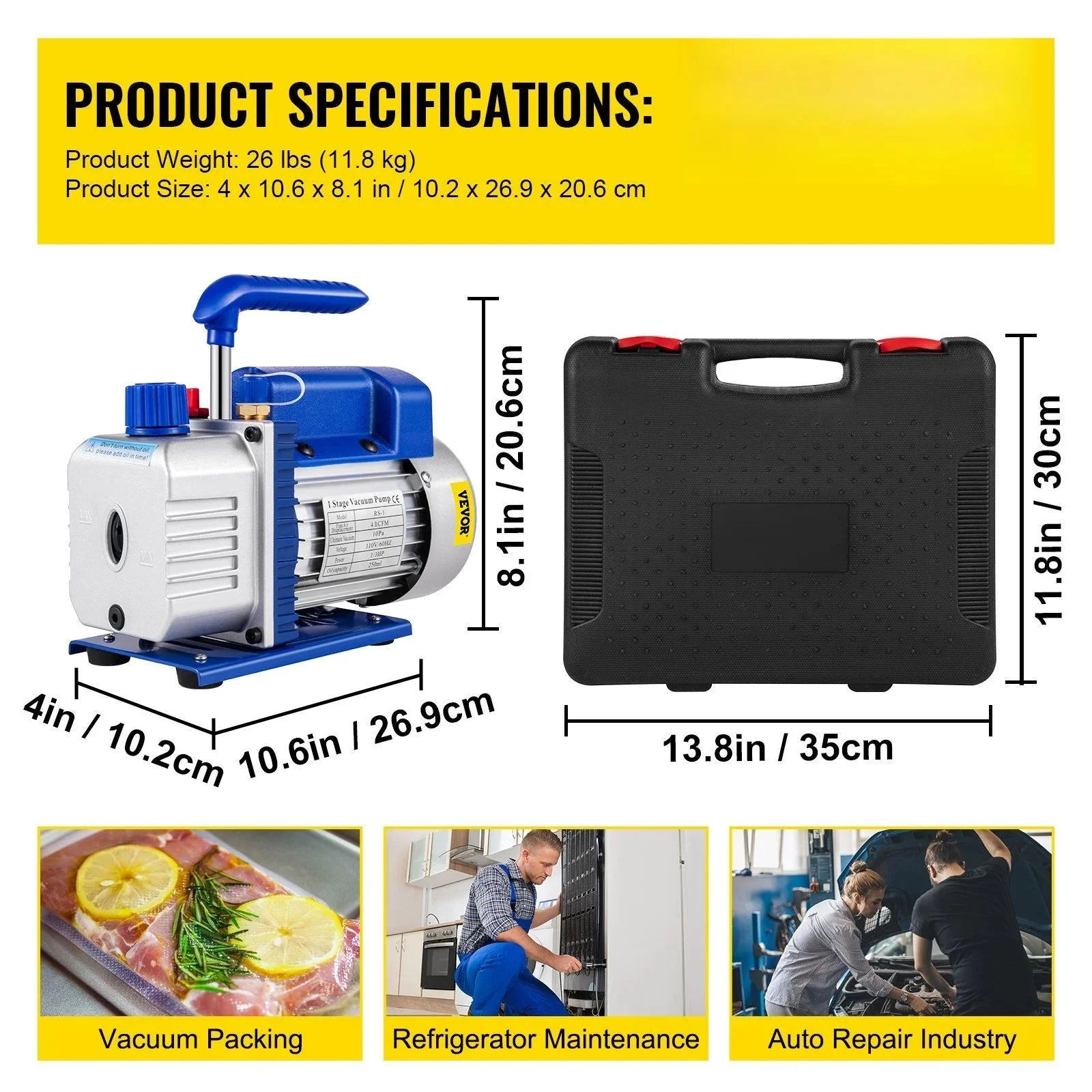 HVAC Vacuum Pump Kit, 4.8 CFM, 1/3 HP, Single Stage, 5 Pa - ZK44.8CFM - Image 7 HVAC Vacuum Pump Kit, 4.8 CFM, 1/3 HP, Single Stage, 5 Pa - ZK44.8CFM - Image 7
