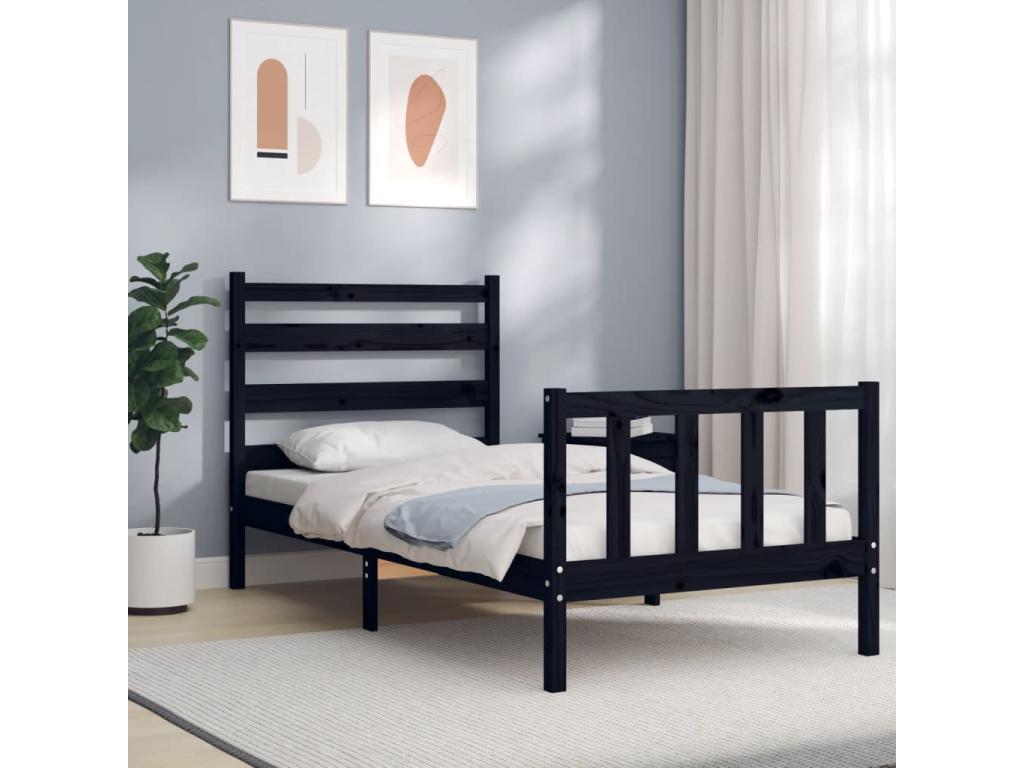 De cama individual con Mueblescolor madera maciza negro