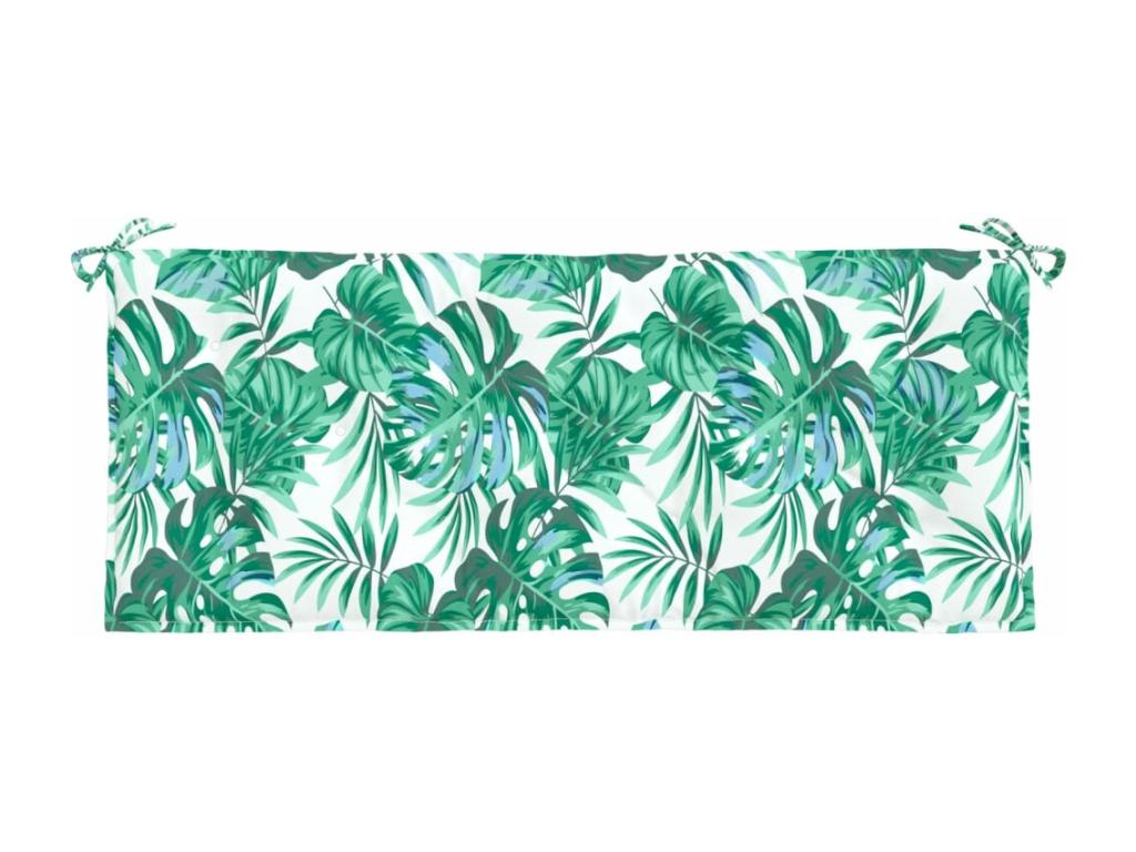 Cojín para banco jardín tela Oxford estampado hojas 120x50x7 cm