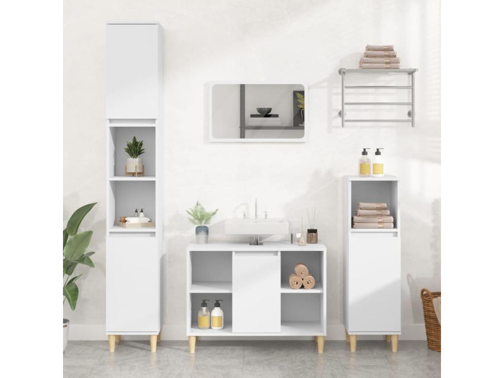 Armario para lavabo madera contrachapada Tucasago 80x33x60 cm