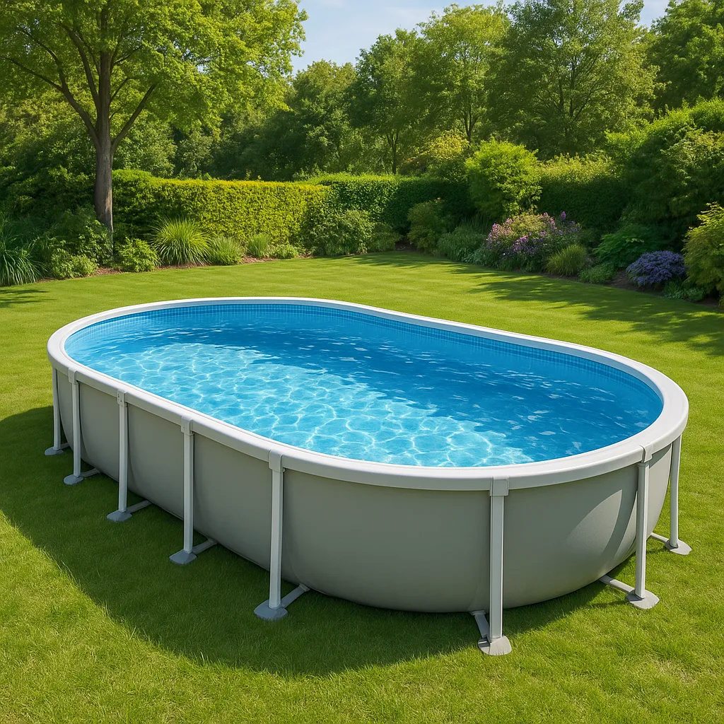piscina tubular ovalada, piscina desmontable ovalada gris claro, gris claro, metal y PVC, jardín y exteriores, 488x305x107 cm aiZdPjP622vK