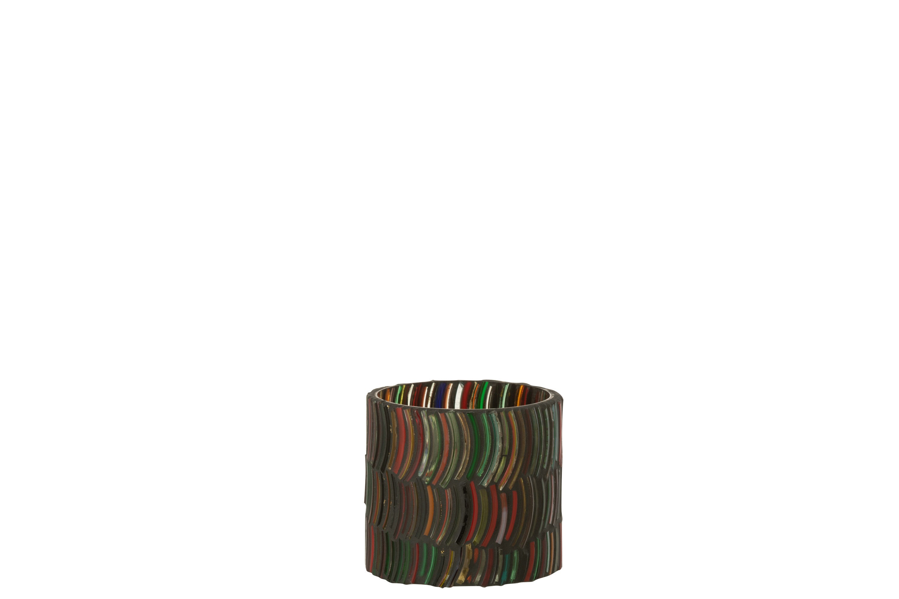 J-Line theelichthouder Mozaiek Curve - glas - mix - small
