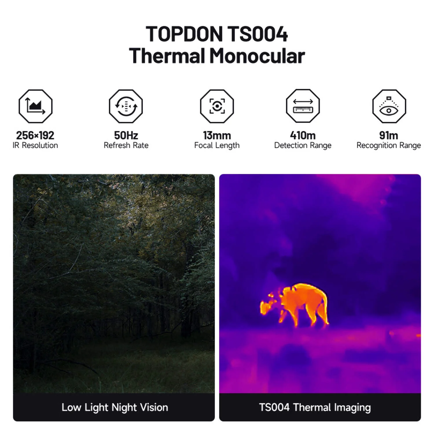 TOPDON TS004 Thermal Monocular Camera, 256x192 Resolution, 50Hz Refresh Rate, 450 Yard Detection Range - Image 2