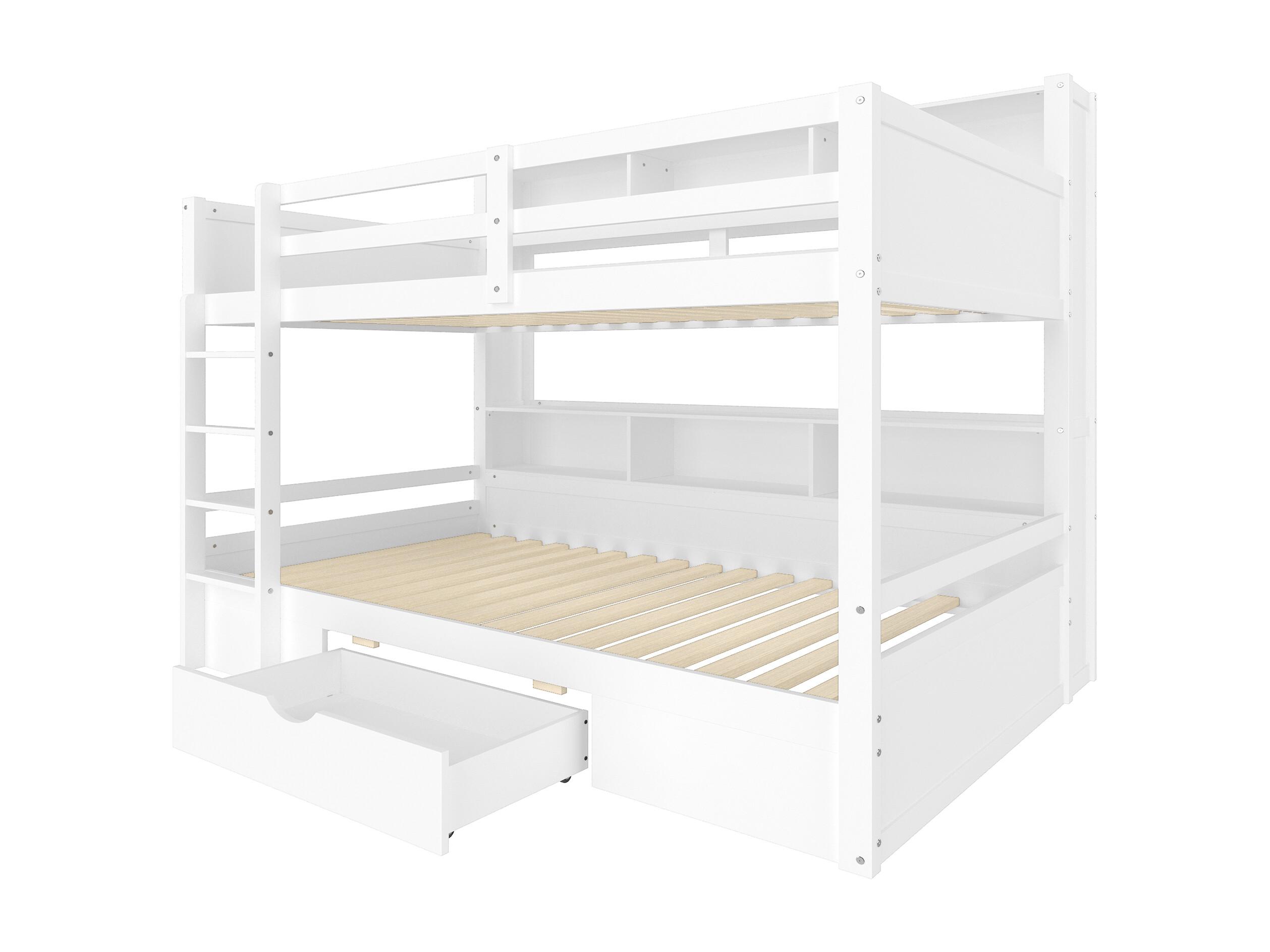 Litera para niños 2x90x200cm - con un cajón y compartimentos - Blanco