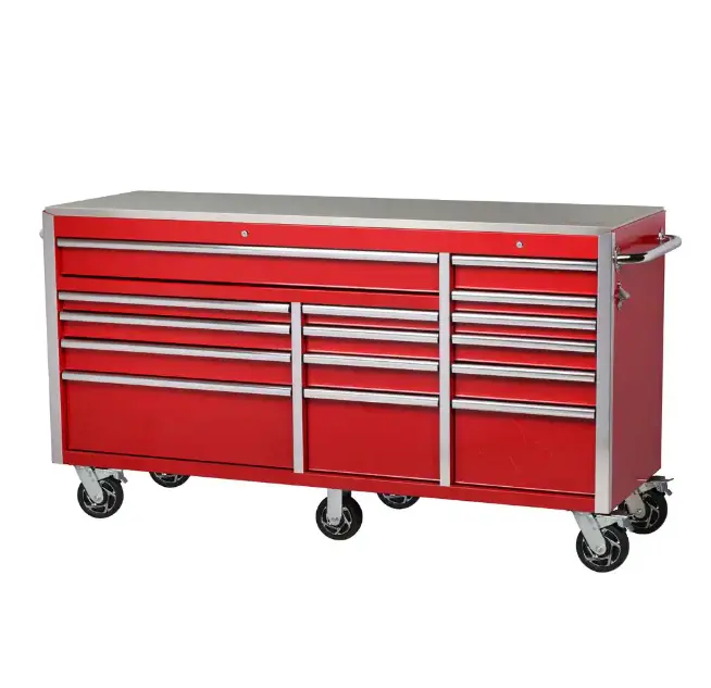 72 Inch Gloss Black Mobile Workbench Tool Chest With Casters And 18 Drawers - Image 3 72 Inch Gloss Black Mobile Workbench Tool Chest With Casters And 18 Drawers - Image 3