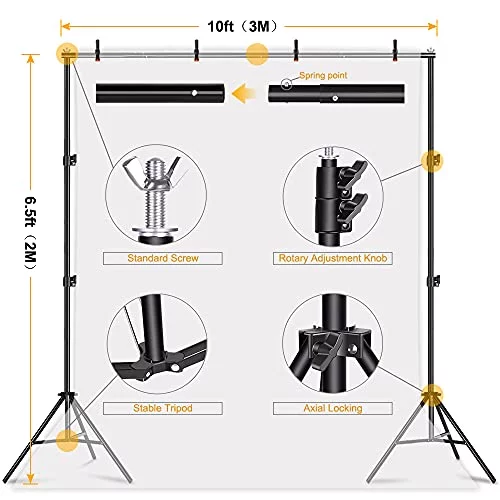 Lidlife Adjustable Photography Backdrop Stand Kit, 6.5 x 10ft - With 4 Spring Clamps, Sand Bag And Carry Bag - Image 2 Lidlife Adjustable Photography Backdrop Stand Kit, 6.5 x 10ft - With 4 Spring Clamps, Sand Bag And Carry Bag - Image 2