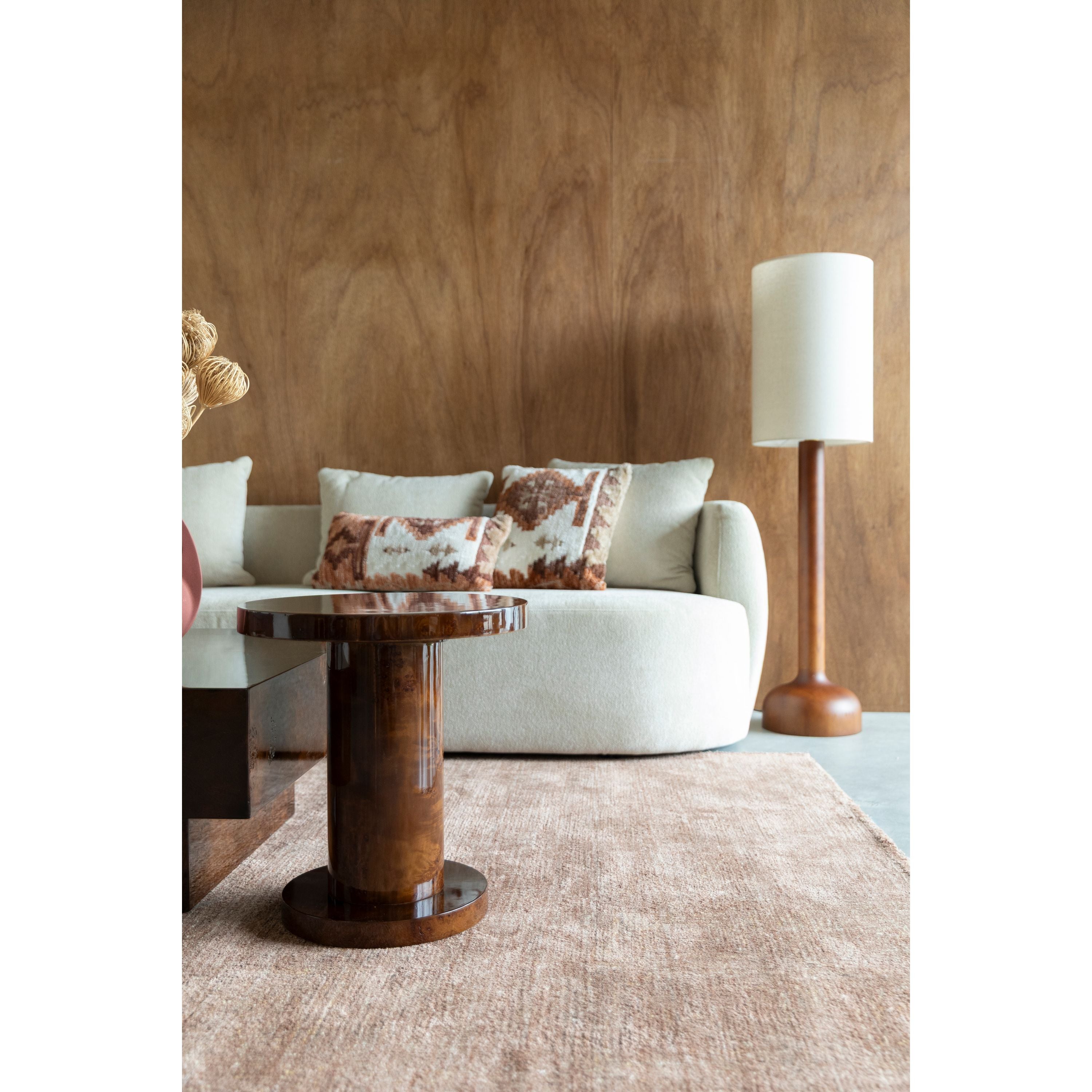 Dutchbone Quinn Bijzettafel Rond 46 cm Walnoot kleur - Bruin