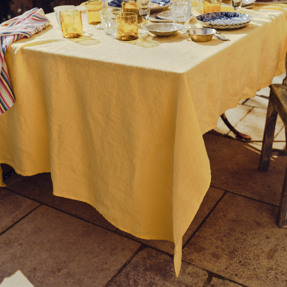 Nappe en lin lavé - Jaune Citronnade