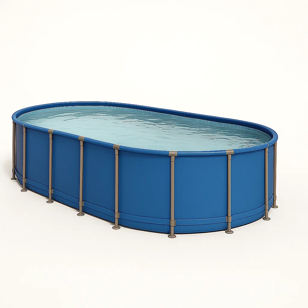 Piscina tubular ovalada desmontable acero 472x286x104 cm color azul/beige eOwqBah159uf
