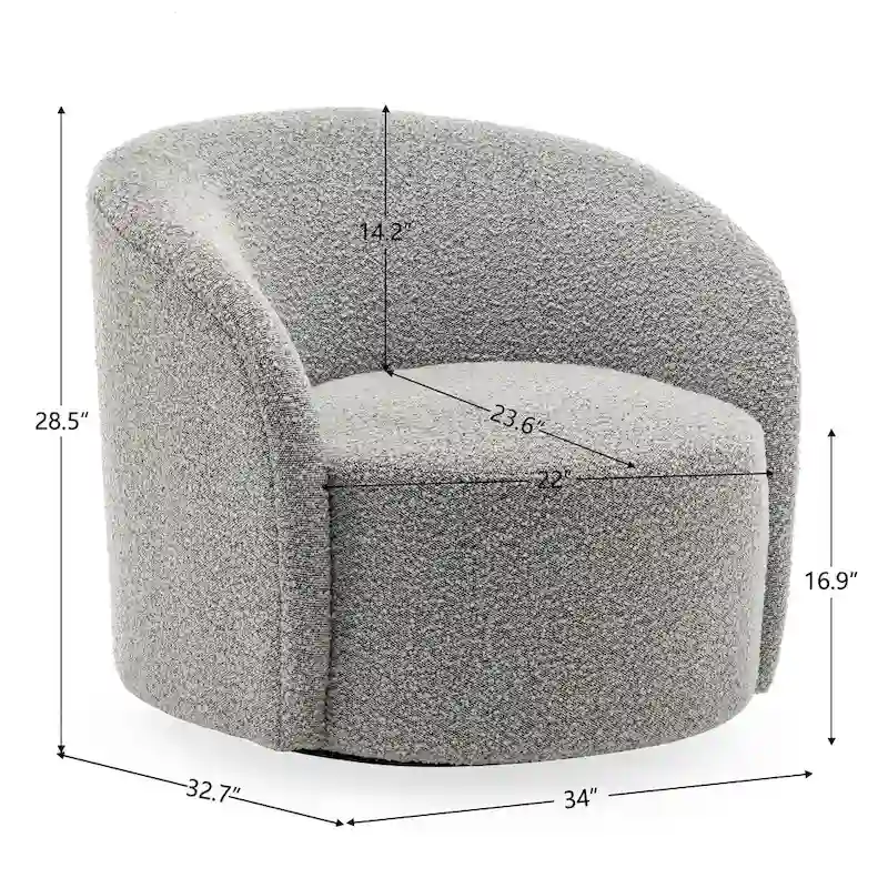 Set of 2 KINWELL 34-Inch Wide Upholstered Swivel Barrel Chairs