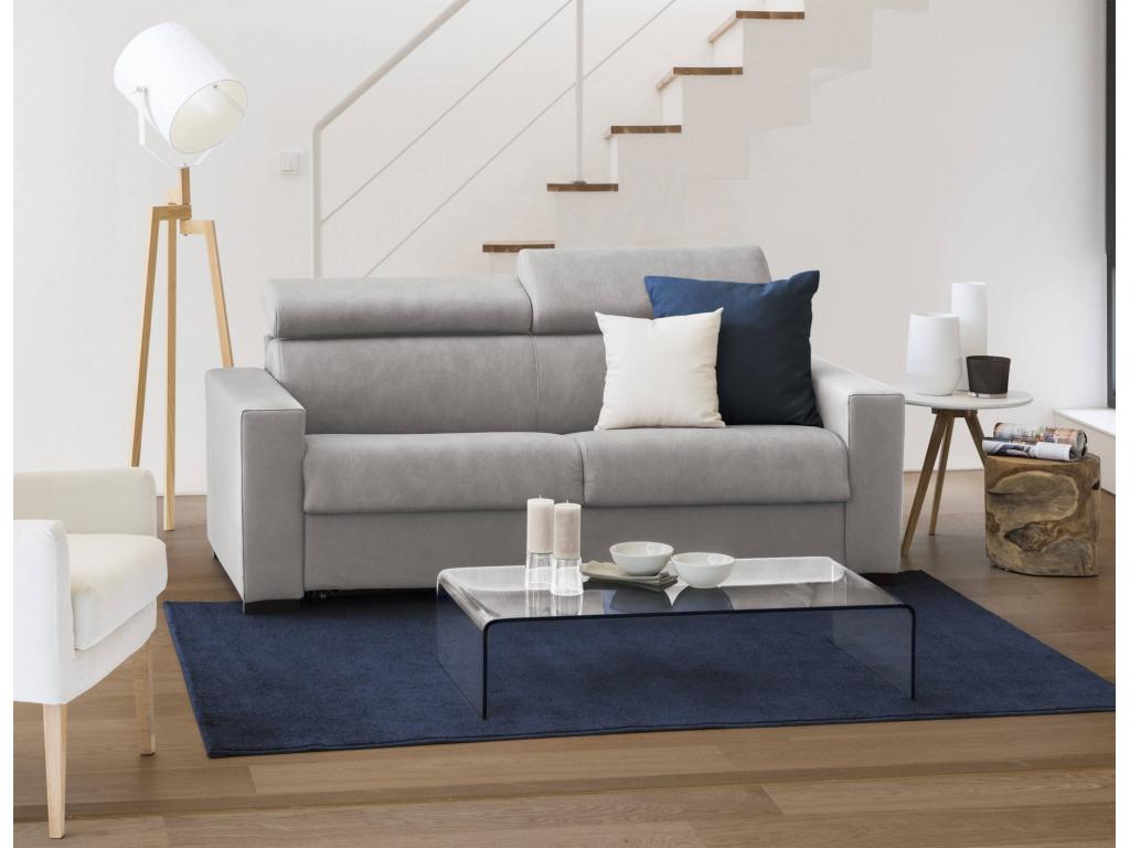 Sofá fijo Dmicel, Sofá de 3 plazas, 100% Made in Italy, Sofá Sala de estar, en tela acolchada, con reposacabezas ajustables y reposabrazos delgados, Cm 220x95h85, Gris