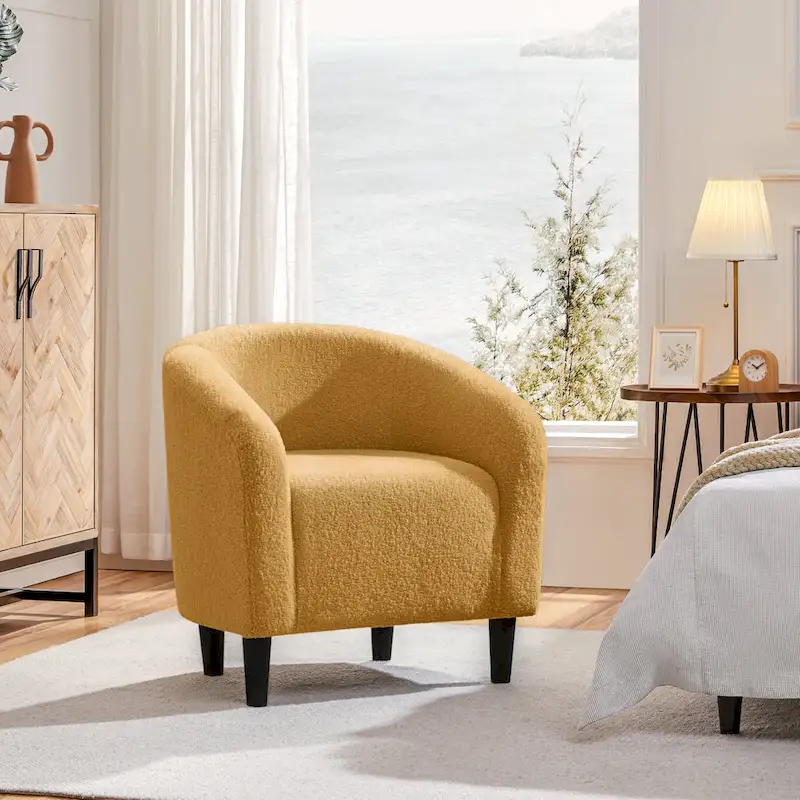 Yaheetech Club Chair Accent Barrel Chair Upholstered Arm Chair