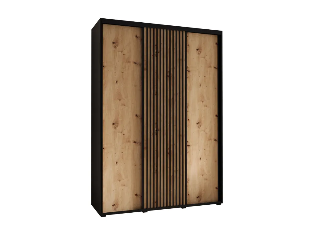 Armario Nidovia corredero 235,2x170x60 cm, 3 puertas negro/artisan wnl3446965