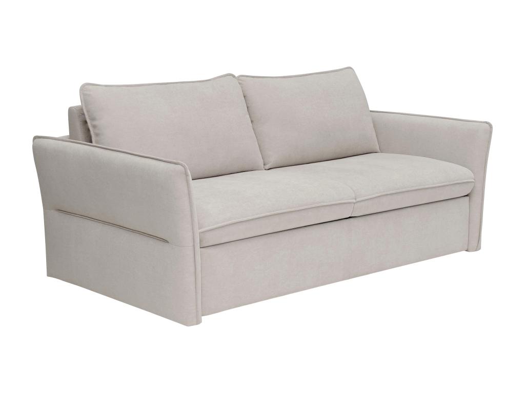 Sofá cama de 3 plazas de apertura rápida de tela beige cama de 140 cm colchón de 14 cm