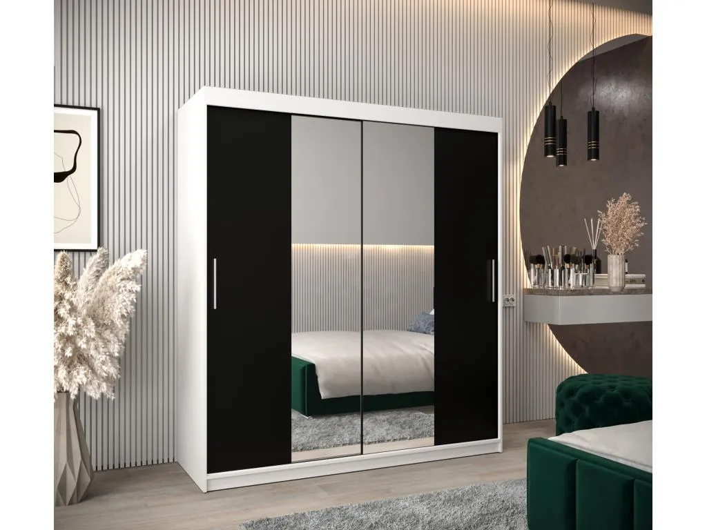 Armario Boverdeco 1 de puertas correderas 200/180/62 2 puertas (blanco/negro)