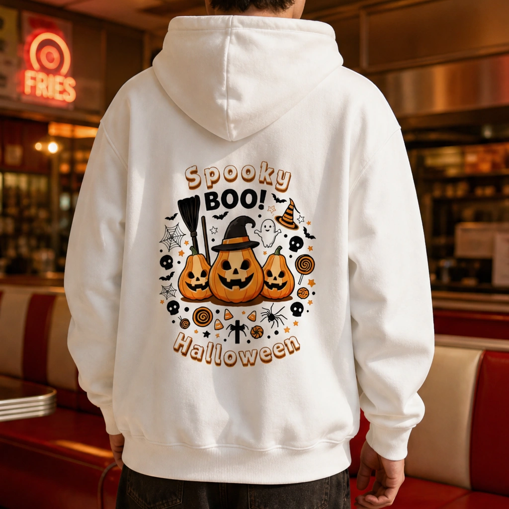 Halloween Party Hoodie — Love Pumpkin Spooky Print Unisex Sweatshirt for Family Matching, Fall Winter Casual Pullover TeeThreads Sustain the Scene with Custom Apparel