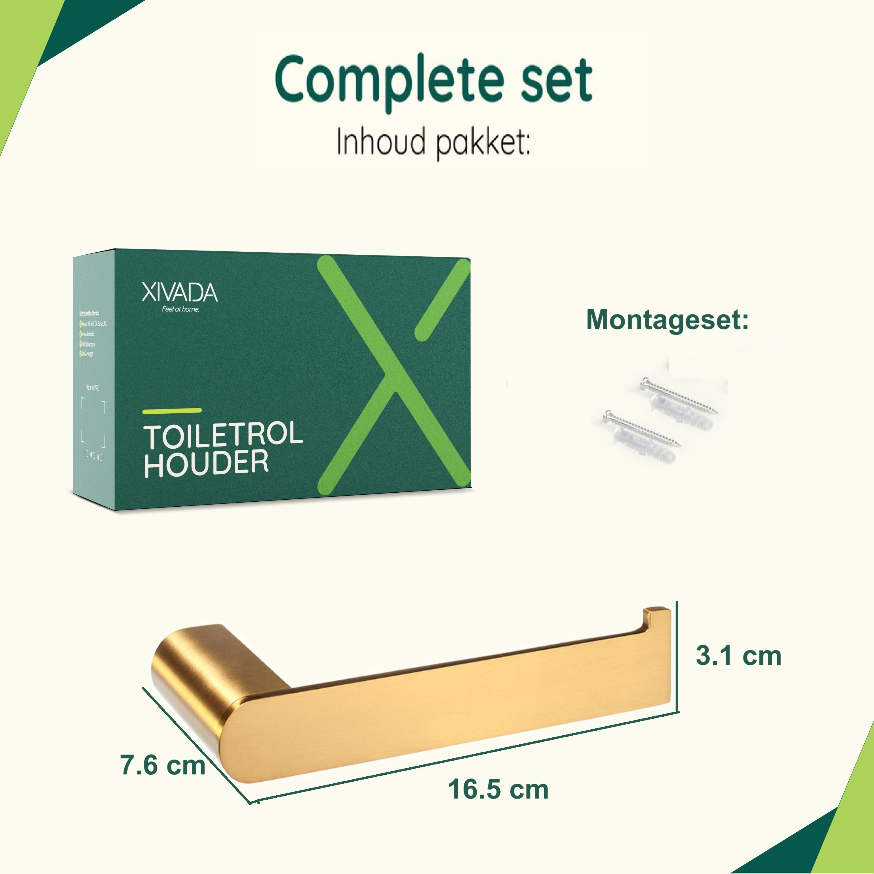 XIVADA Toiletrolhouder Eros - Boren - Rvs - Goud