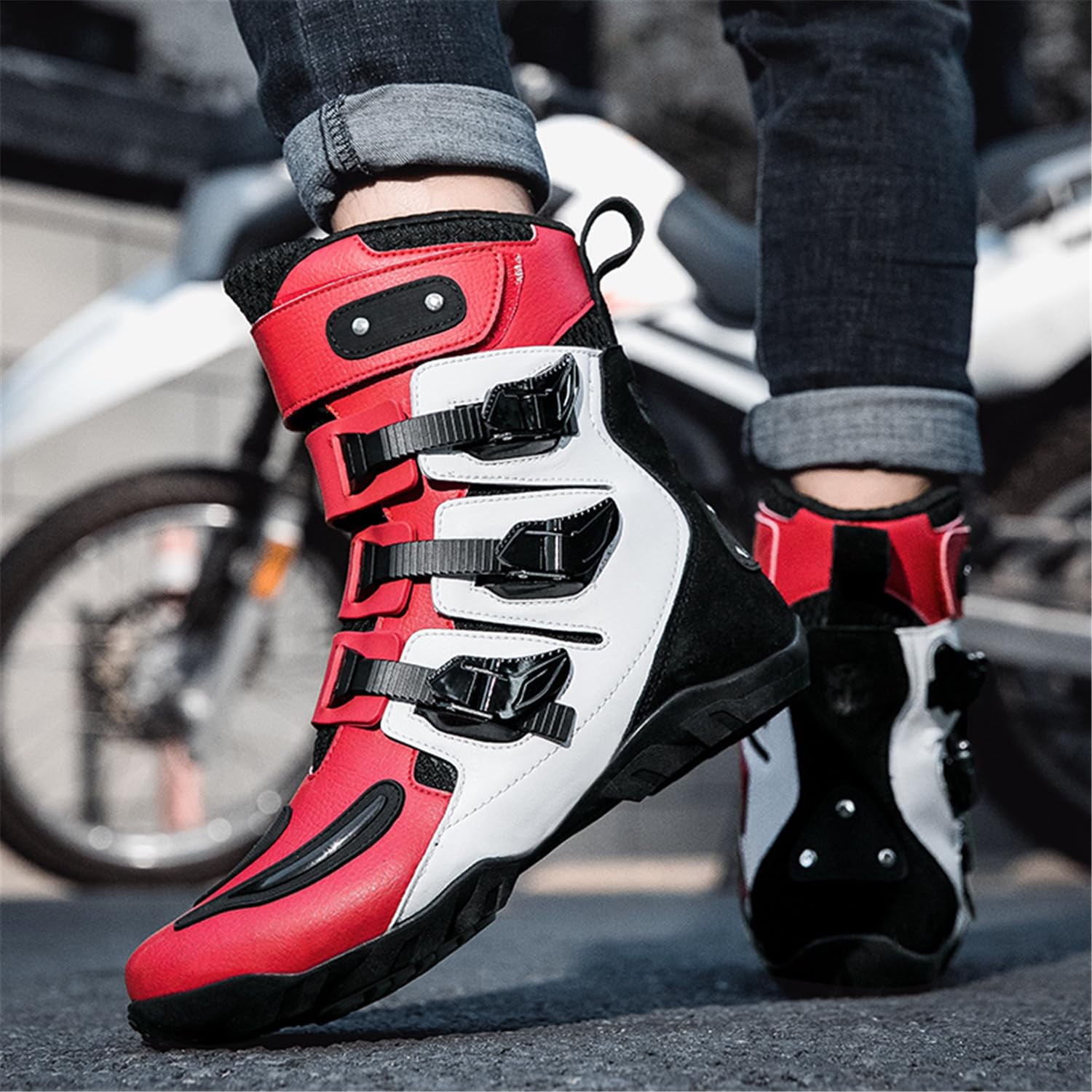 Men's Motion Motocross Dirt Bike Boots, Ankle Support, Anti-Slip Sole Motorcycle Shoes - image 6