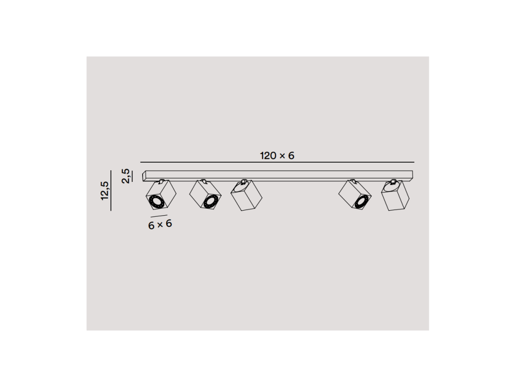 Aplique led cuadrado orientable ODDY negro 5xGu10 Perenz