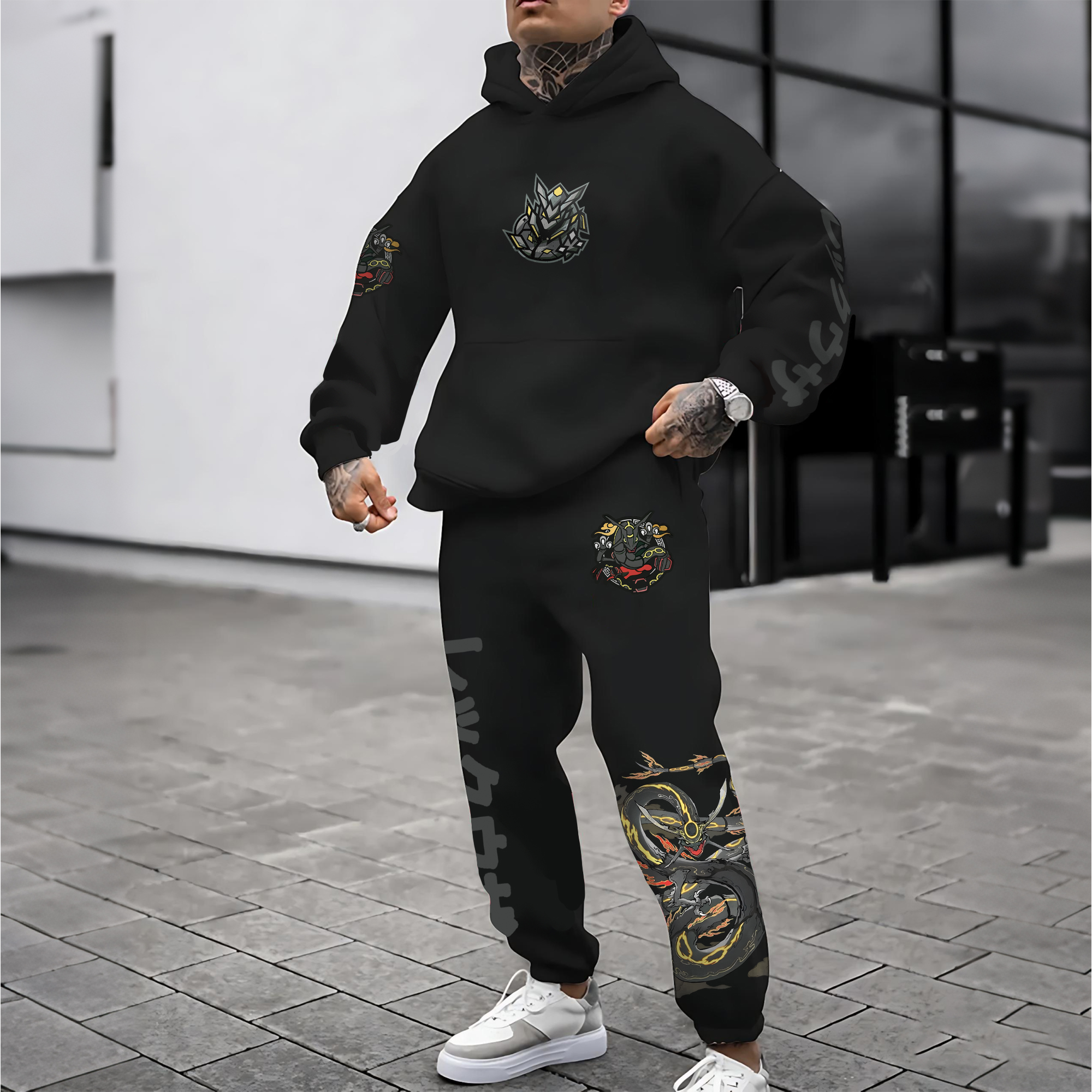 Unisex Anime 3D Print Fleece Hoodie and Pants Set