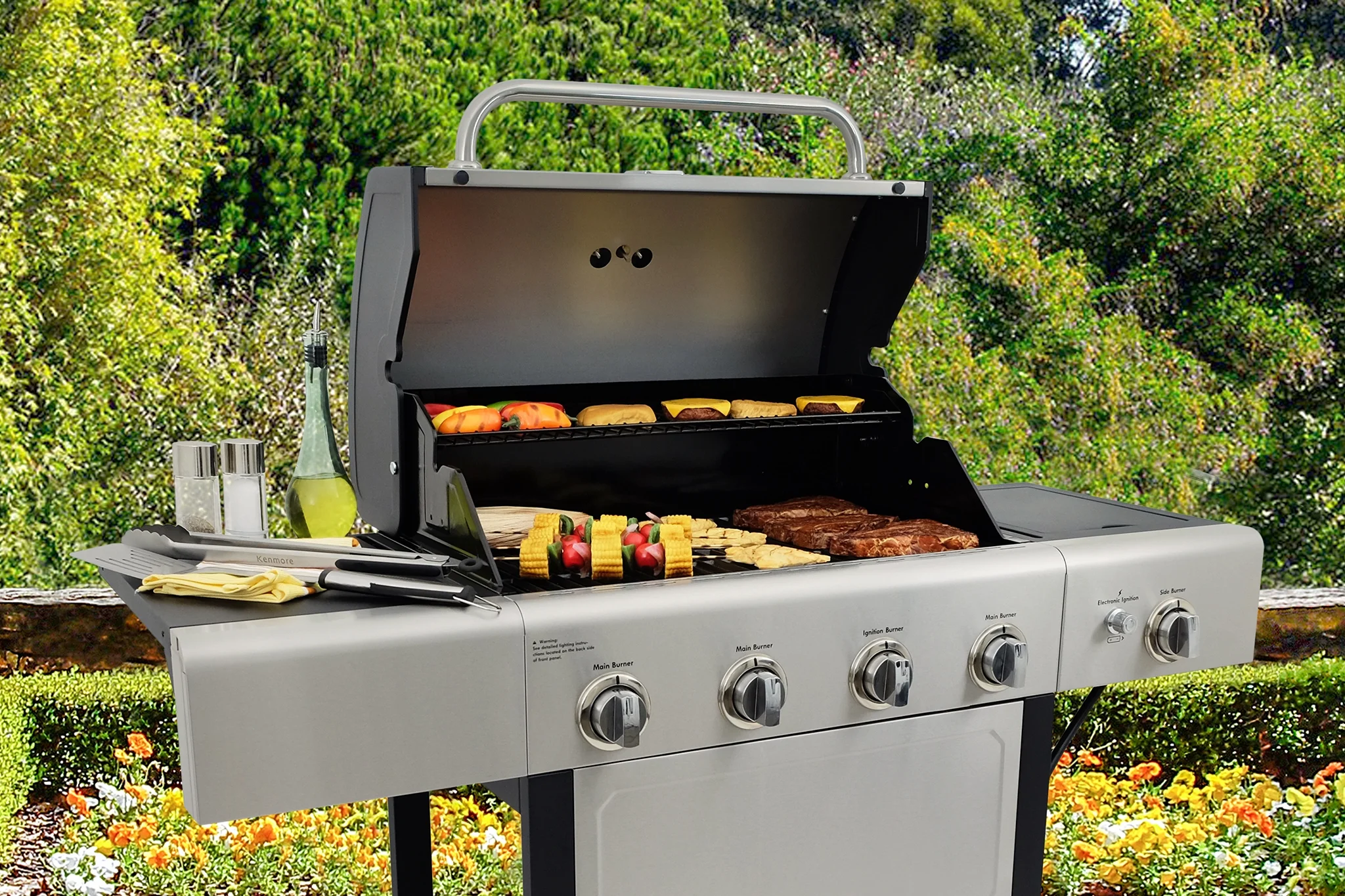 Kenmore BBQ Propane Gas Grill - 5 Burners with Side Burner & Searing Zone, 644 Sq. In. Stainless Steel Grill, 66,000 BTU, Ideal for Outdoor Cooking, Patio & Backyard, Black - Image 24