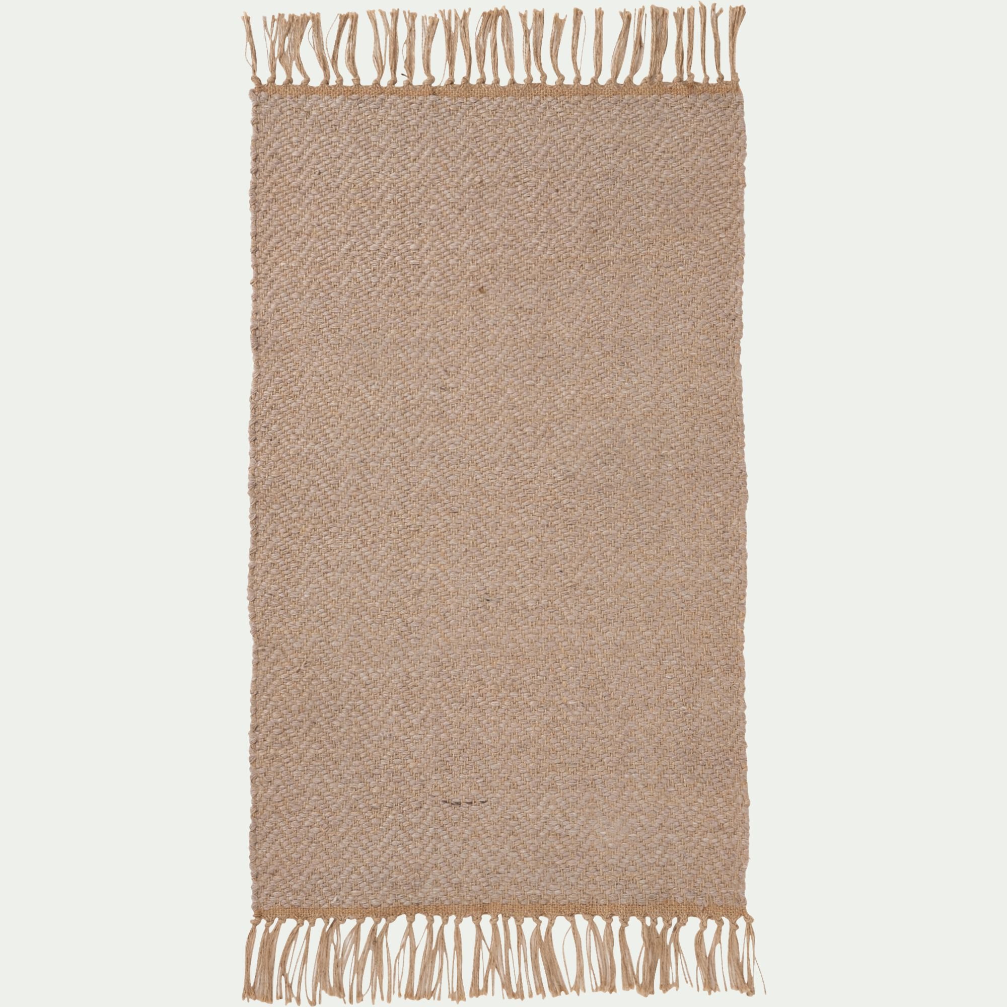 TURAU - Tapis à franges en laine - naturel 60x100cm