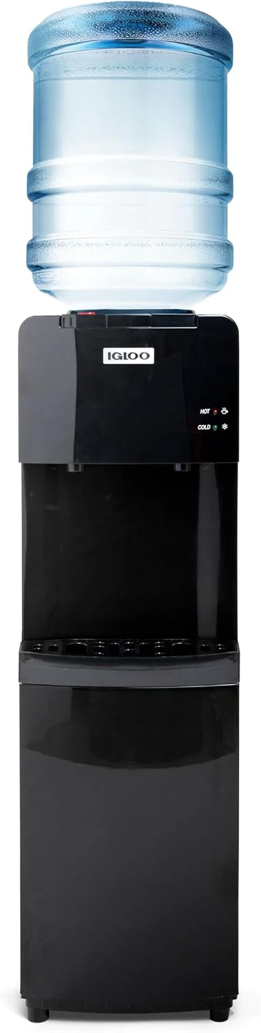 Igloo Top Loading Water Cooler Hot Cold Dispenser Black Stainless Steel