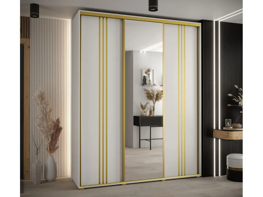 ARMARIO Mueblesclasic 7 DE PUERTAS CORREDERAS 235.2/200/45 3 puertas (Blanco/Blanco/Oro)