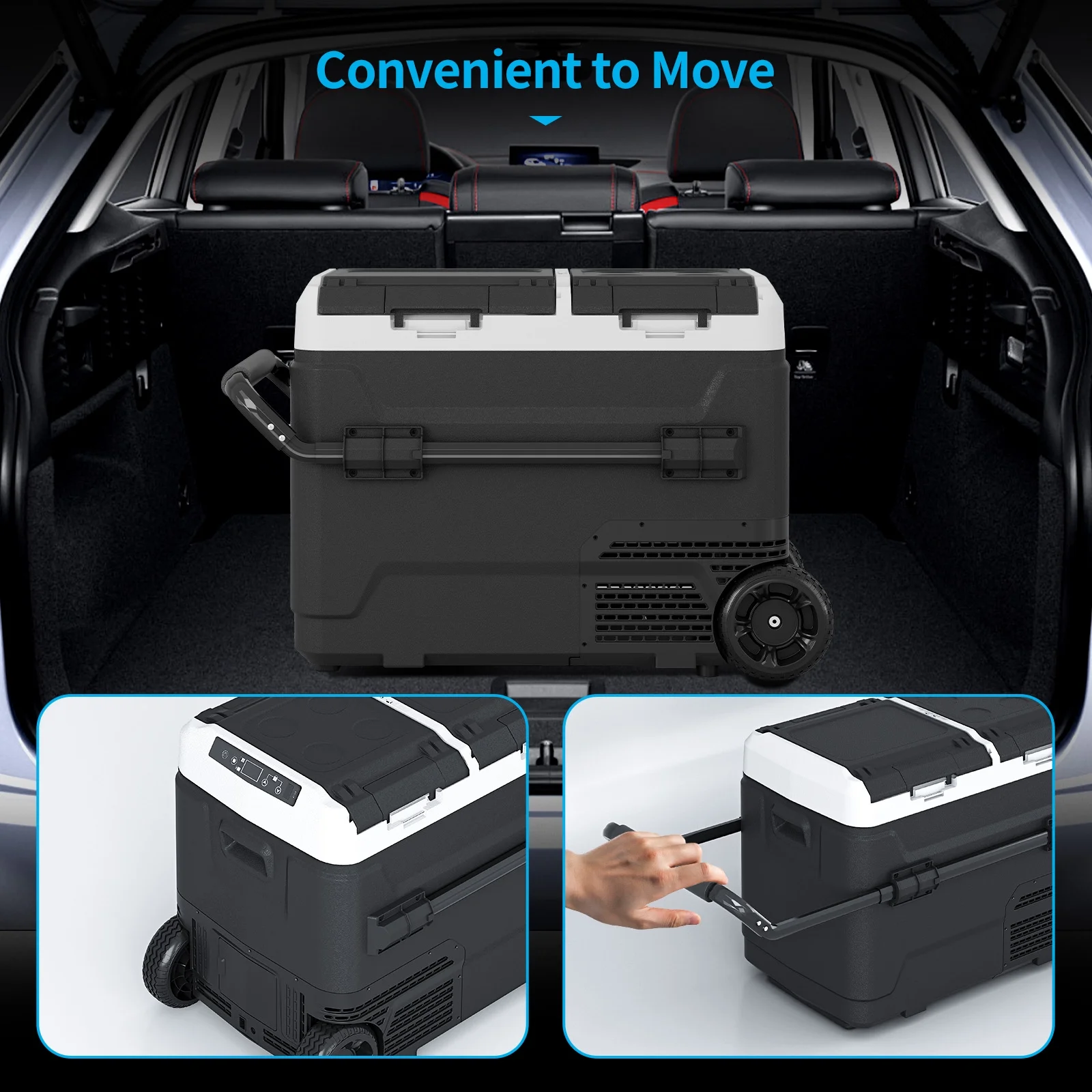 DISHUP 12V Portable Car Refrigerator, 53QT(50L) Electric Cooler with Dual Zone,DC & AC,Ideal for RV, Camping, Travel, Truck - Image 7
