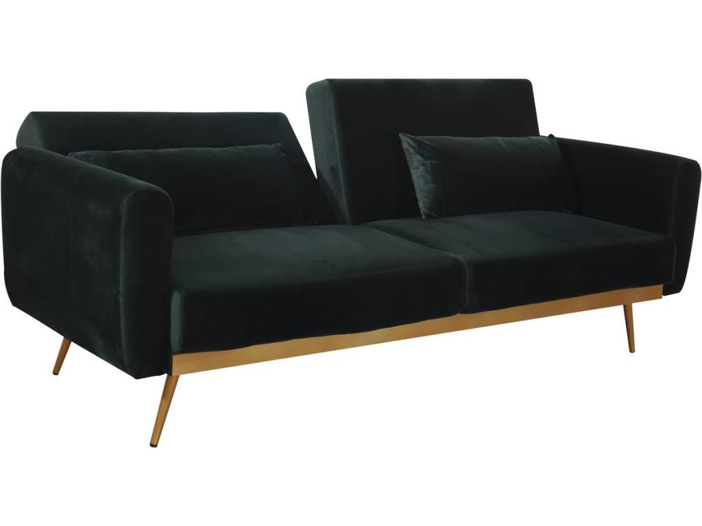 Canapé clic clac velours - 203x81x83 cm - 3 plazas - verde oscuro