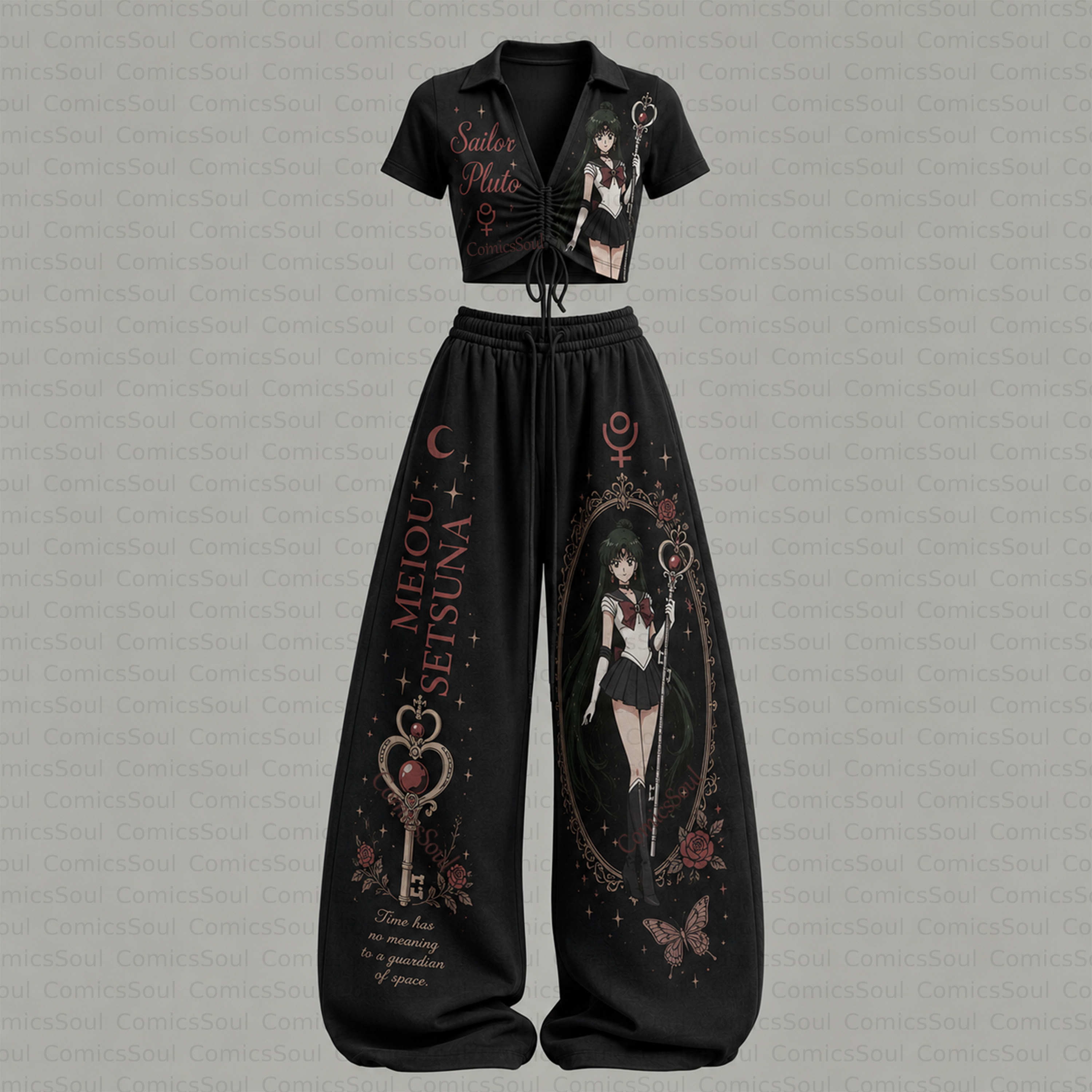 Sailor Moon Drawstring Short Sleeve Top & Long Pants Two-Piece Set