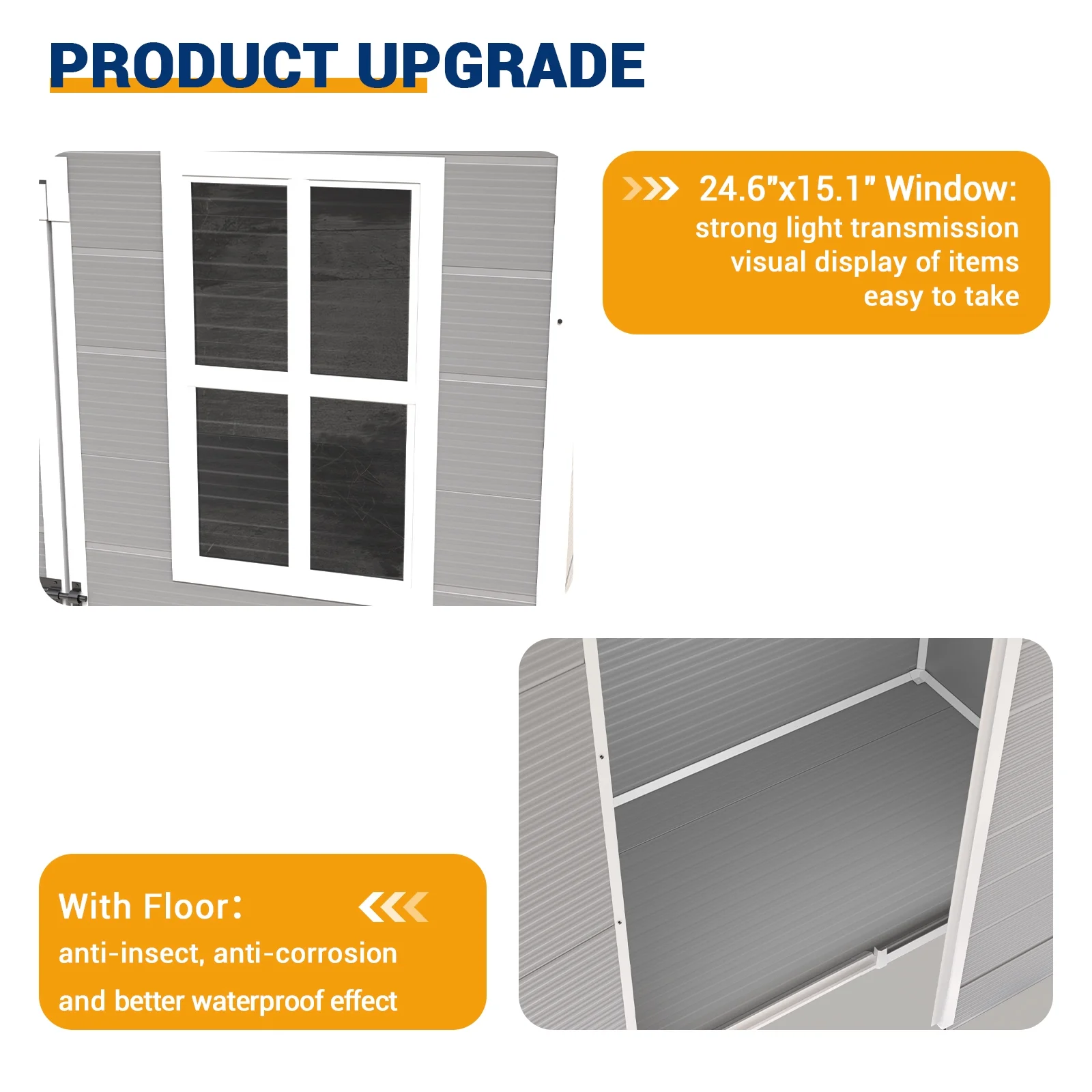 ECOPATIO Outdoor Storage Shed 5x3 FT, Resin Garden Shed for Bike, Tool, Plastic Outside Sheds & Outdoor Storage Storage Box with Lockable Door for Backyard, Patio, Lawn, Sandstone - Image 6